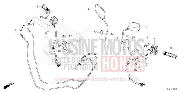 COMMUTATEUR/POIGNEE/CABLE/MIROIR von ADV 350 SPANGLE SILVER METALLIC (NHA49) von 2023